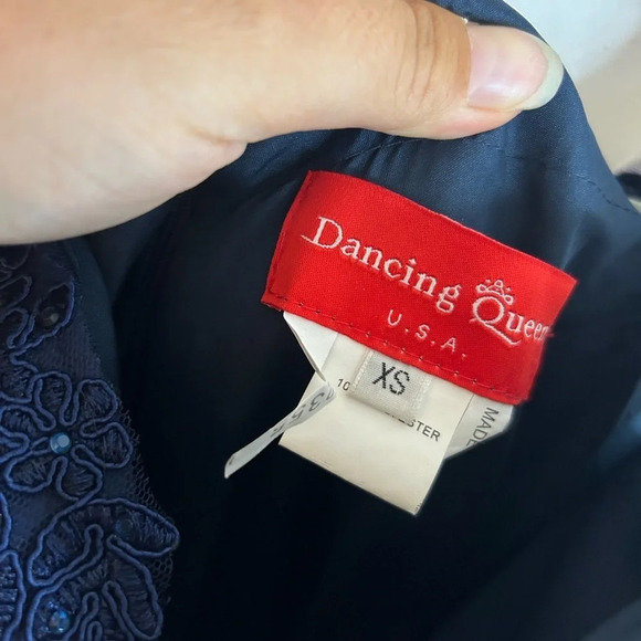 Nwt Dancing Queen Navy Blue Prom Gown - Picture 3 of 5